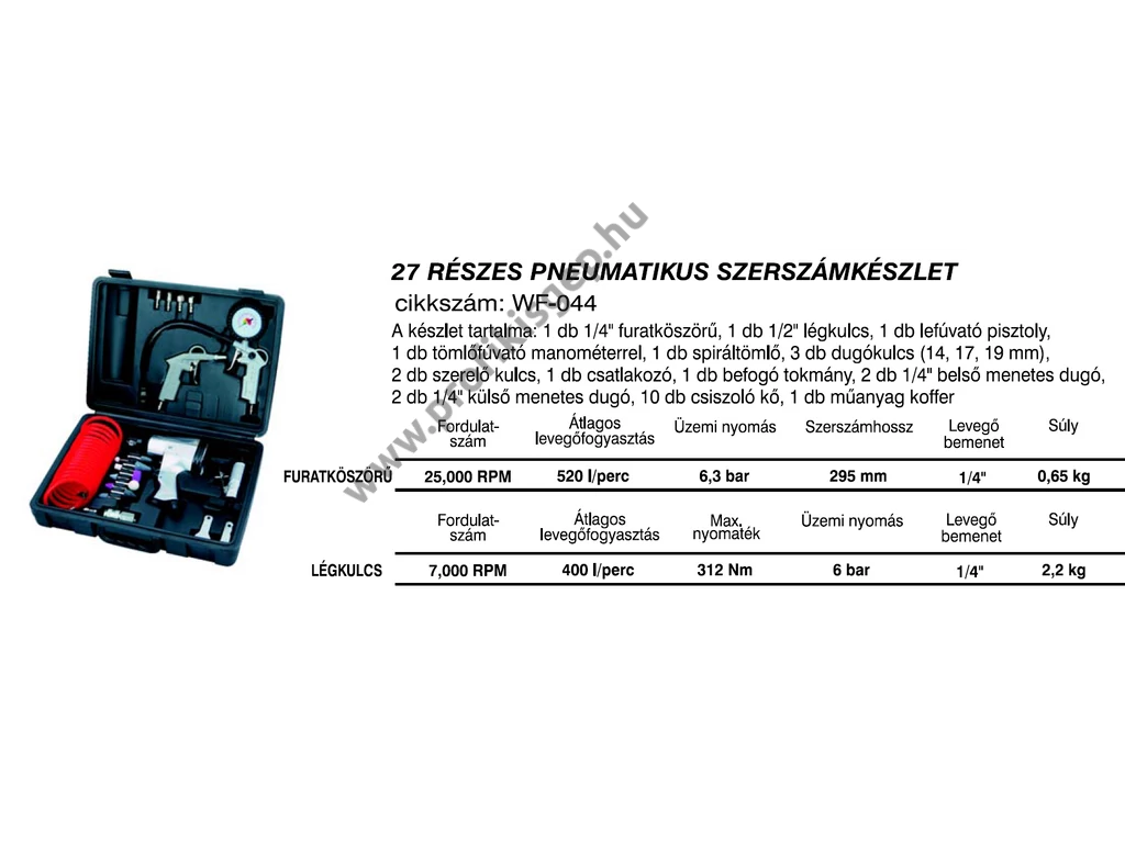 Betta WF044 Pneumatikus légkulcs 1/2 " 425Nm, lefuvató pisztoly, furatköszörű, műanyag koffer