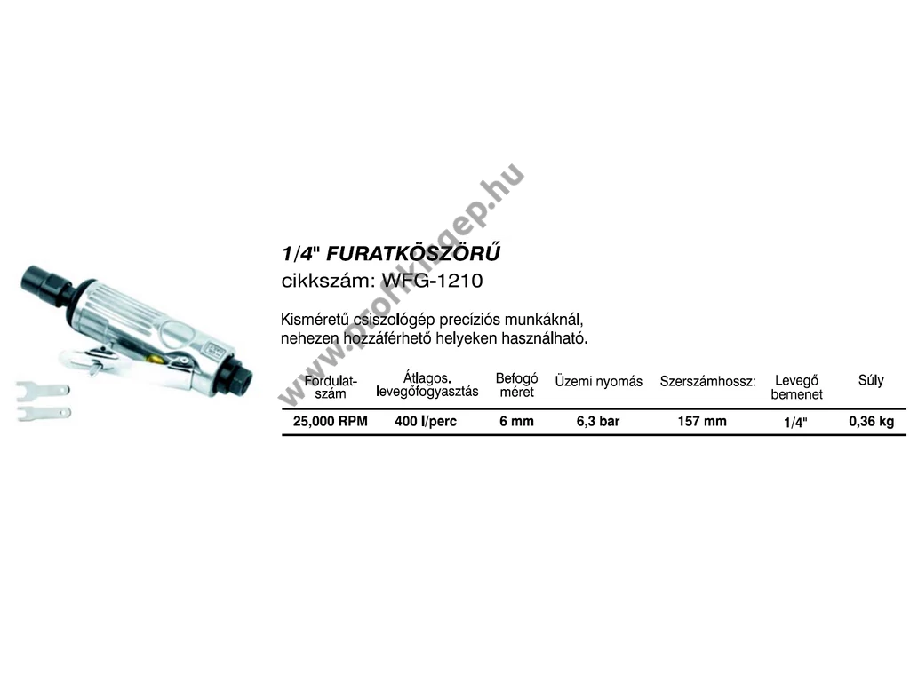 BETTA WFG1210 Pneumatikus furatköszörű, 6mm befogó, 25.000 fordulatszám