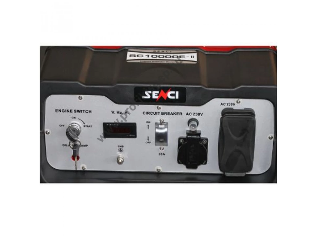 Senci SC-10000E Egyfázisú áramfejlesztő, 230V, Max: 8500W, Motor: OHV, 459cm3, AVR feszültségszabályzó, önindító, szállítókerék