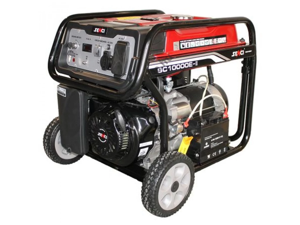 Senci SC-10000E Egyfázisú áramfejlesztő, 230V, Max: 8500W, Motor: OHV, 459cm3, AVR feszültségszabályzó, önindító, szállítókerék