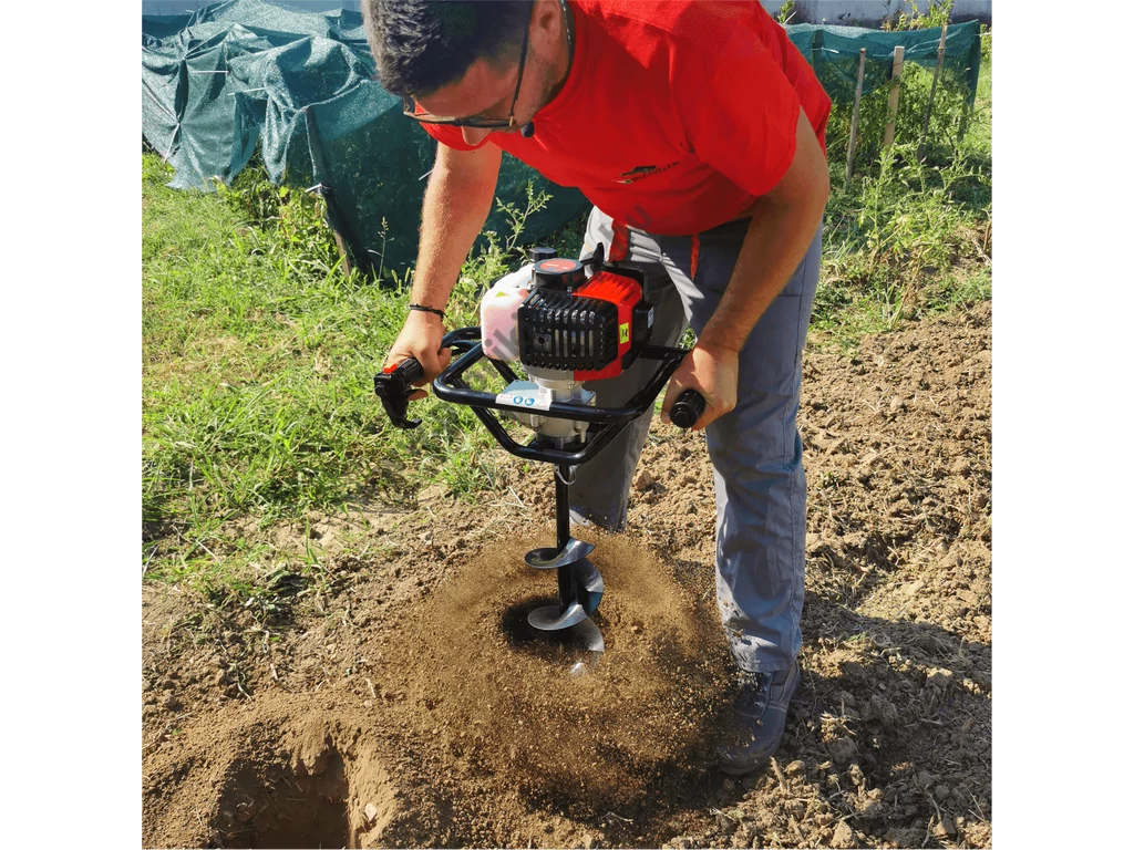 Bisonte BTA-25M-ACC1 benzinmotoros földfúró, gödörfúró, 58cm3, 2.5Le, 150mm, 200mm fúrószár KÜLÖN rendelhető