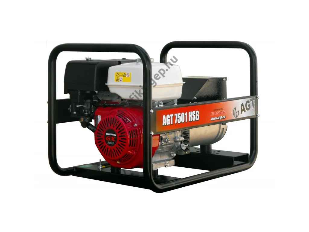 AGT 7501HSB Áramfejlesztő egyfázisú HONDA GX390, 13,0 LE, 6,4 kVA, üzemóra számláló