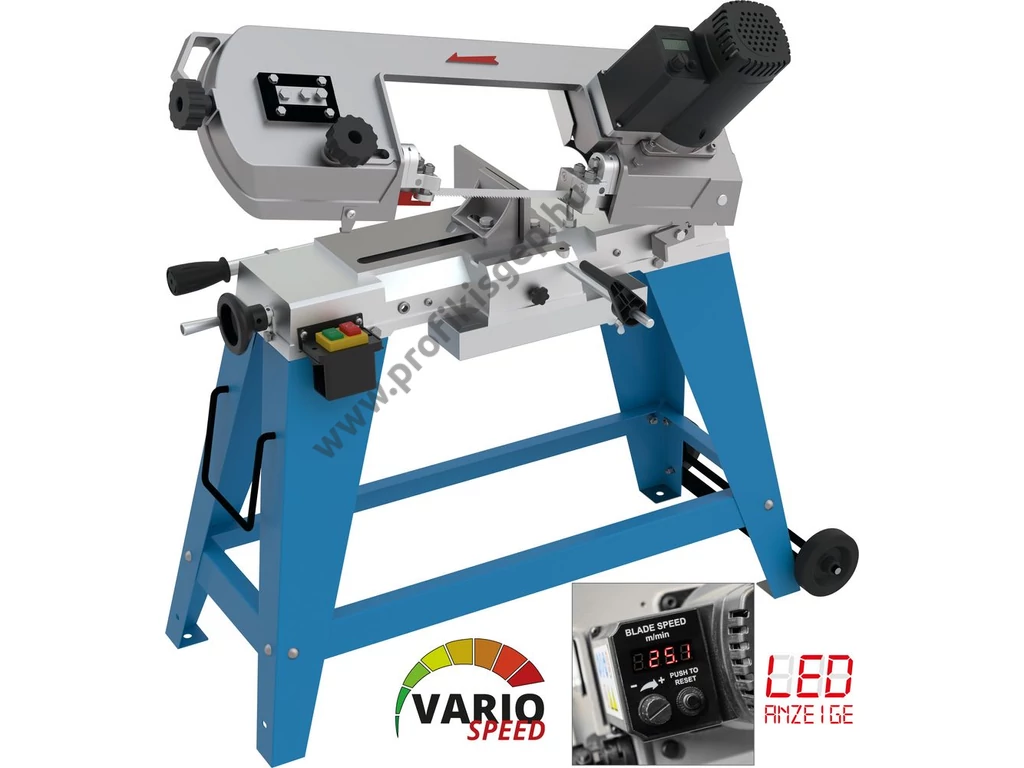 Güde MBSD 116 fém szalagfűrész, 230V, 550W, vágási átmérő: 115mm, állítató előtolás, szögvágás