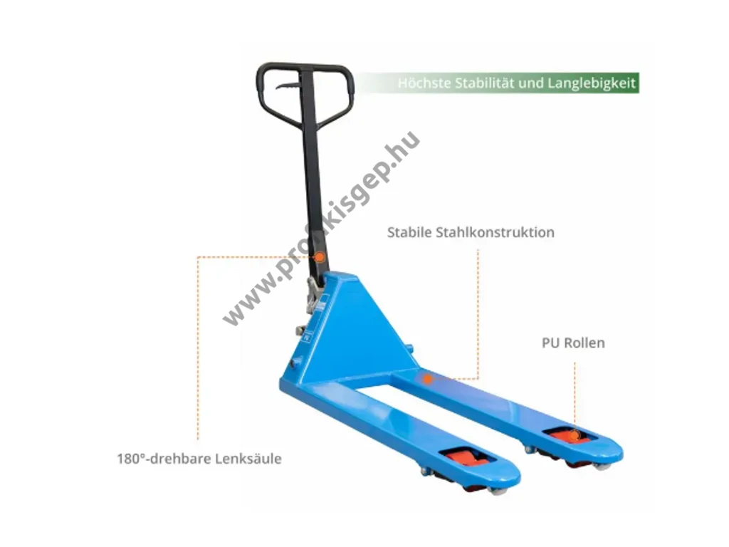 GÜDE GHW 2500-115 PU Raklapemelő "béka" 2500kg, villa: 1150mm, Poliuretán csendes kerék