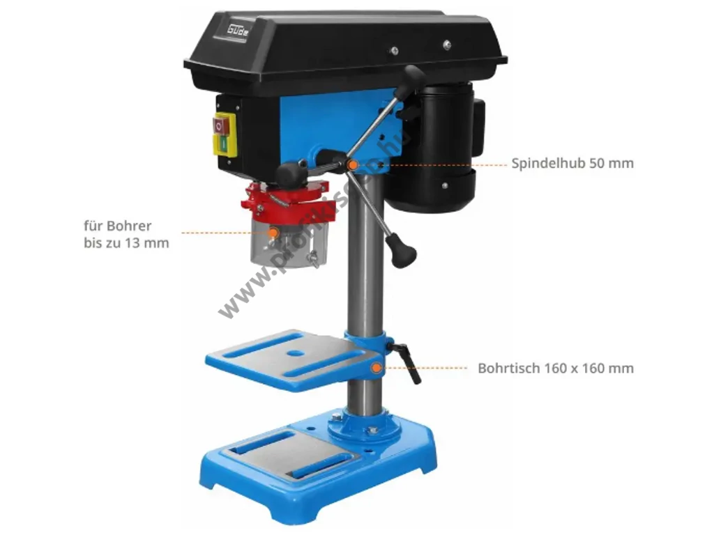 GÜDE GTB 13/355 elektromos oszlopos fúró, 350W,/230V, 1,5-13mm fogaskoszorús tokmány, 5 sebesség fokozat