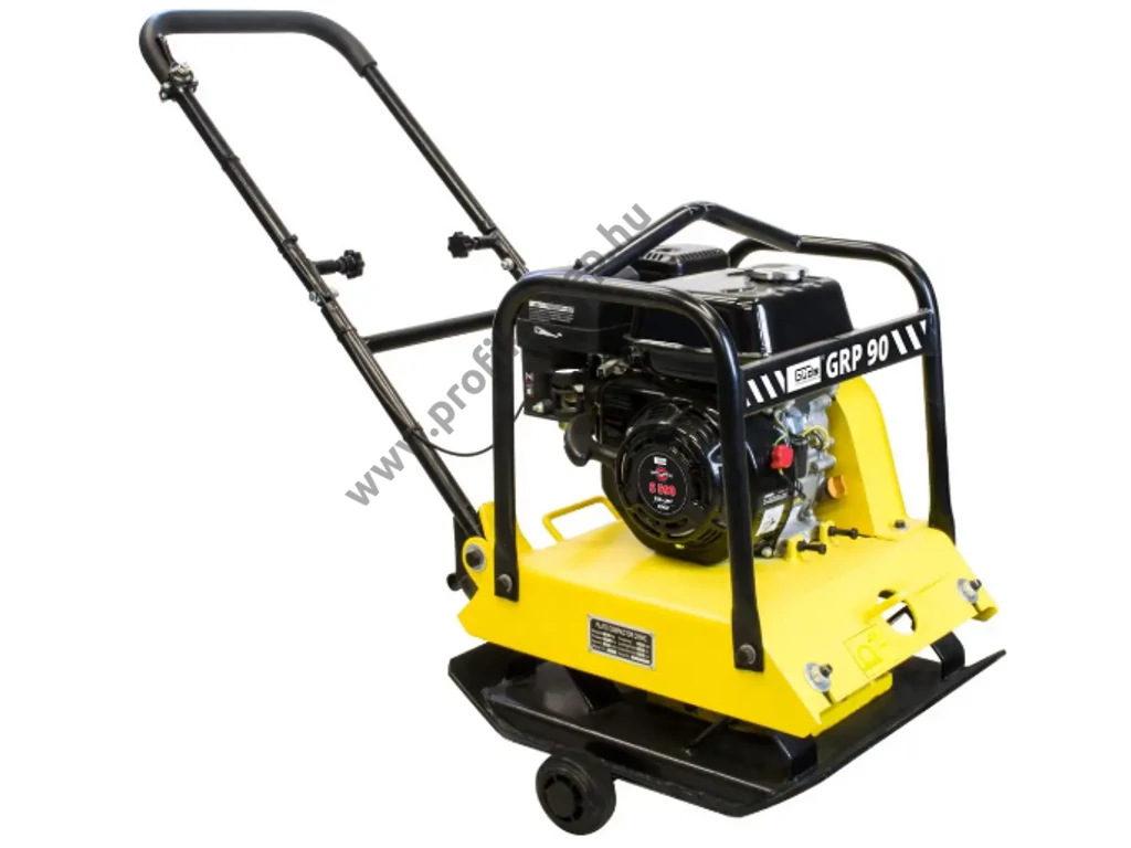 Güde GRP 90 lapvibrátor, Motor: OHV 196cm3, 16kN, 54x45cm, 94kg, szállítókerék, gumilap