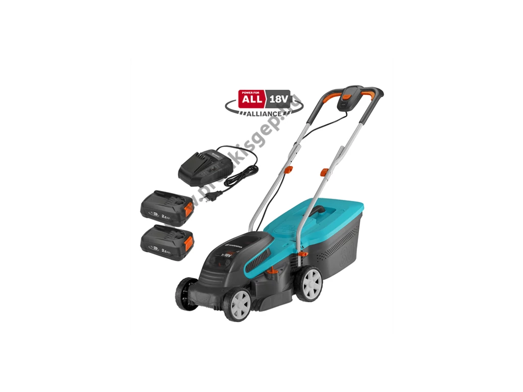 Gardena PowerMax™ 32/36V P4A akkumulátoros fűnyíró, 32 cm, 18V 2,5 Ah akku és töltővel