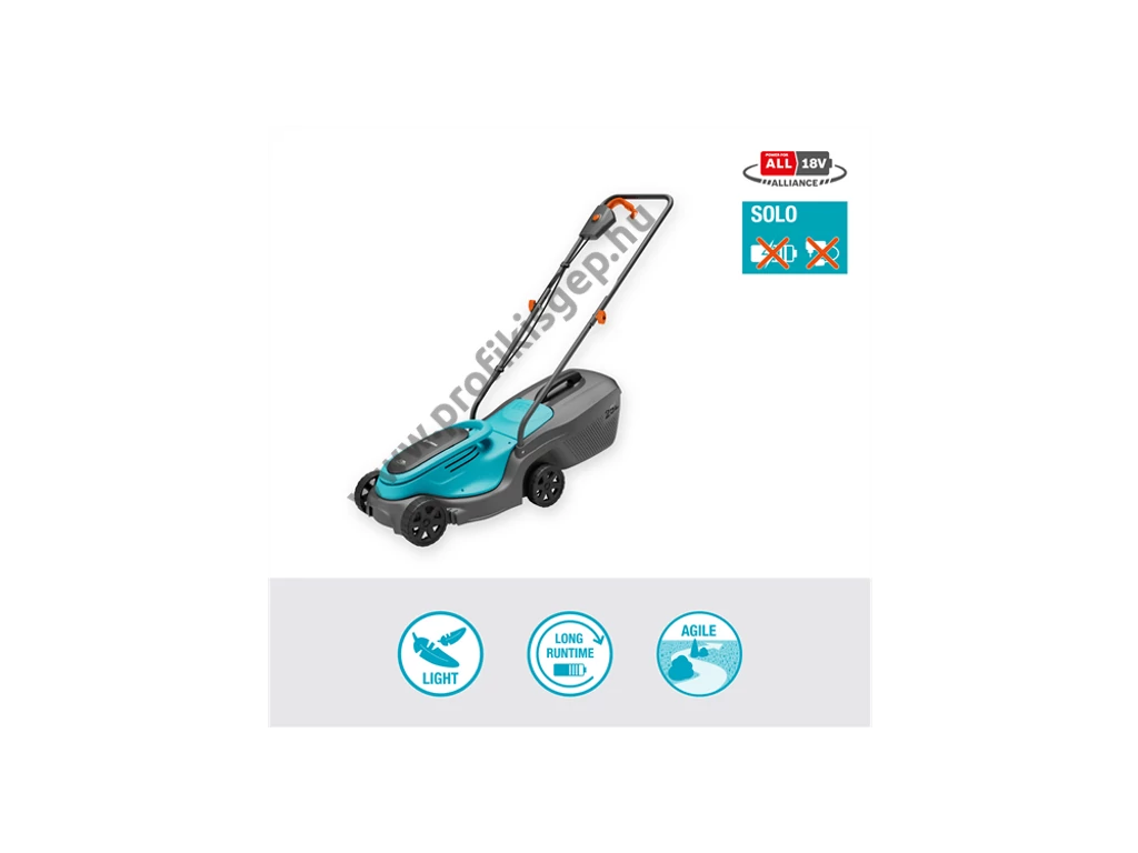 Gardena PowerMax 30/18V P4A akkumulátoros fűnyíró, 30 cm, 18V akku és töltő nélkül