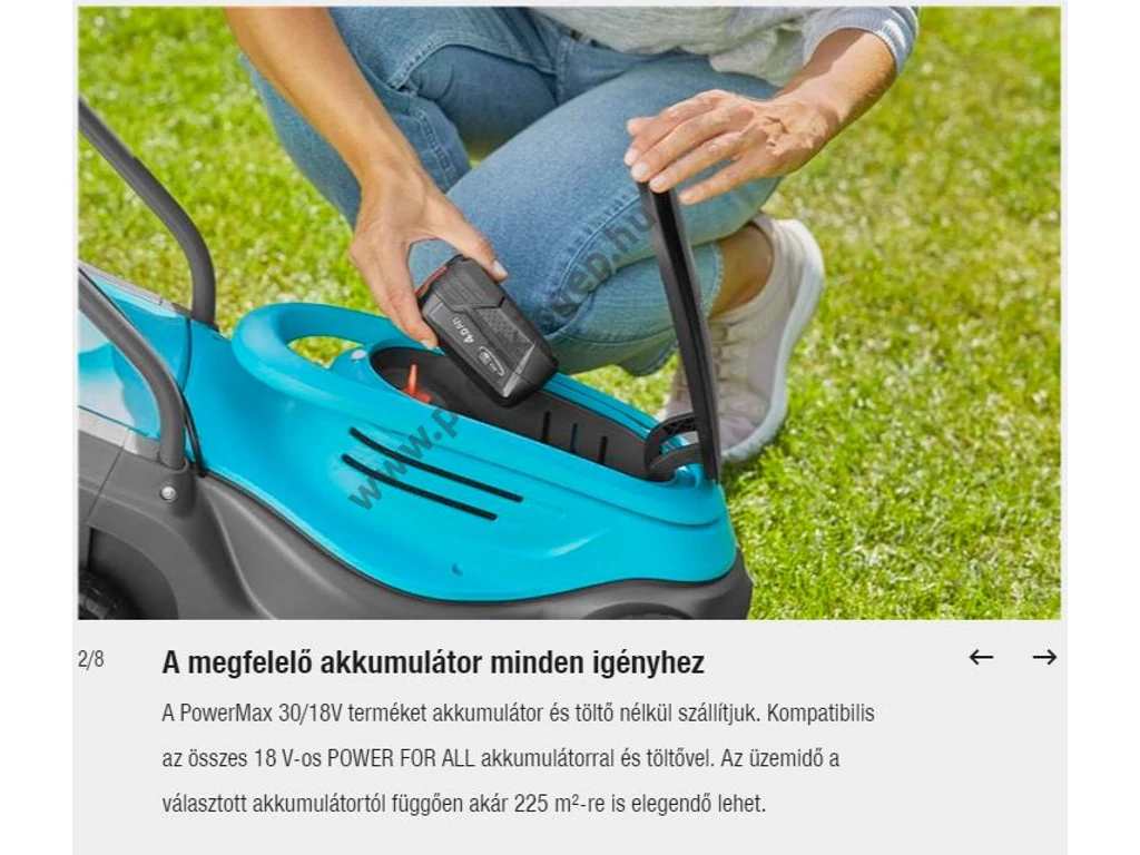 Gardena PowerMax 30/18V P4A akkumulátoros fűnyíró, 30 cm, 18V akku és töltő nélkül