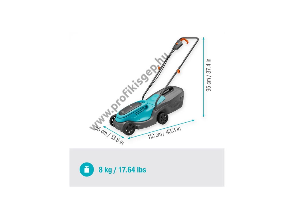 Gardena PowerMax 30/18V P4A akkumulátoros fűnyíró, 30 cm, 18V akku és töltő nélkül
