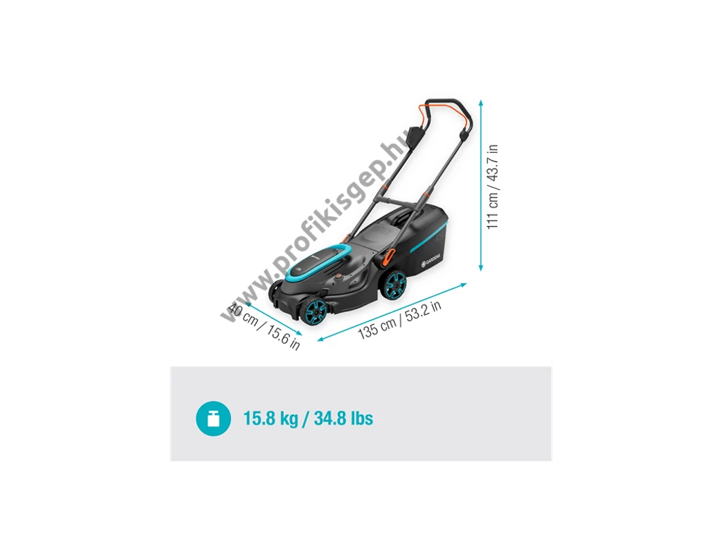 Gardena PowerMax 37/36V P4A akkumulátoros fűnyíró, 37 cm, 18V, akku és töltő nélkül