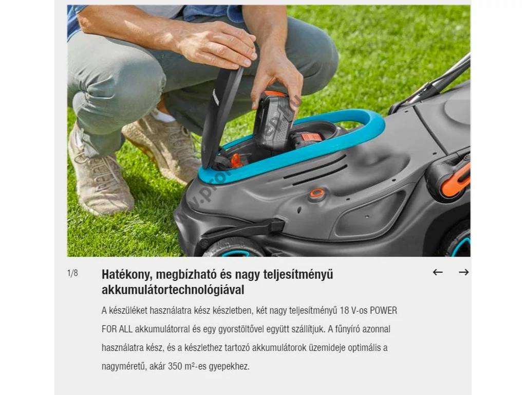 Gardena PowerMax 37/36V P4A akkumulátoros fűnyíró, 37 cm, 18V, akku és töltő nélkül
