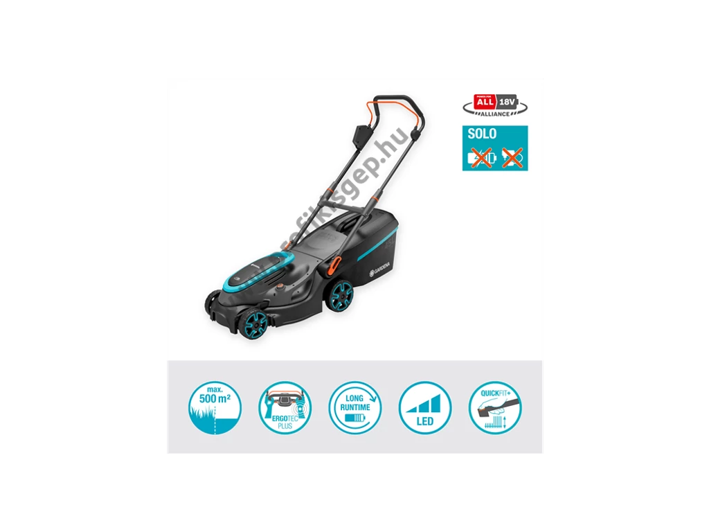 Gardena PowerMax 37/36V P4A akkumulátoros fűnyíró, 37 cm, 18V, akku és töltő nélkül
