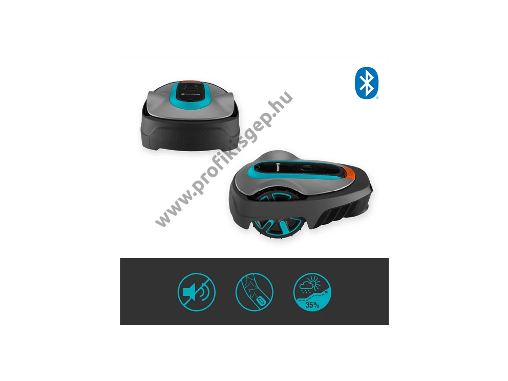 Gardena Robotfűnyíró Sileno city 250, 18V, 2Ah, 250m2, 150 méter telepítő huzal,  GARDENA Bluetooth® App