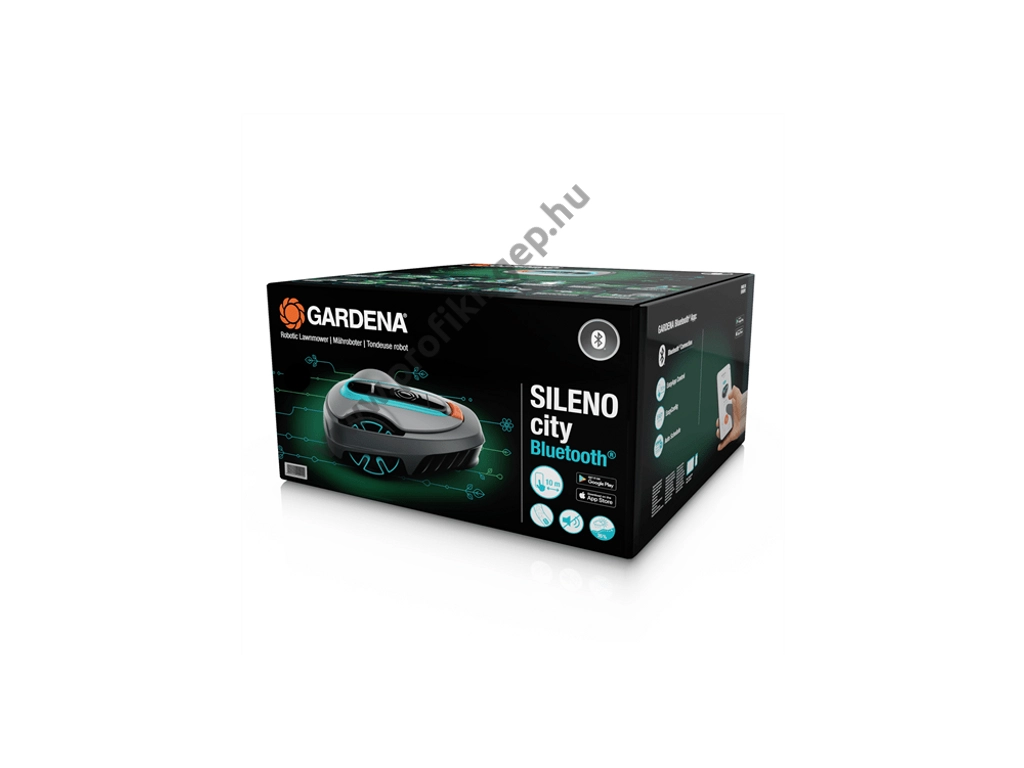 Gardena Robotfűnyíró Sileno city 250, 18V, 2Ah, 250m2, 150 méter telepítő huzal,  GARDENA Bluetooth® App