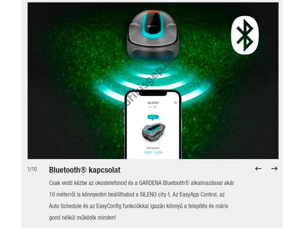 Gardena SILENO city 400 robotfűnyíró, 18V, 2Ah, 400m2, 150 méter telepítő huzal,  GARDENA Bluetooth® App