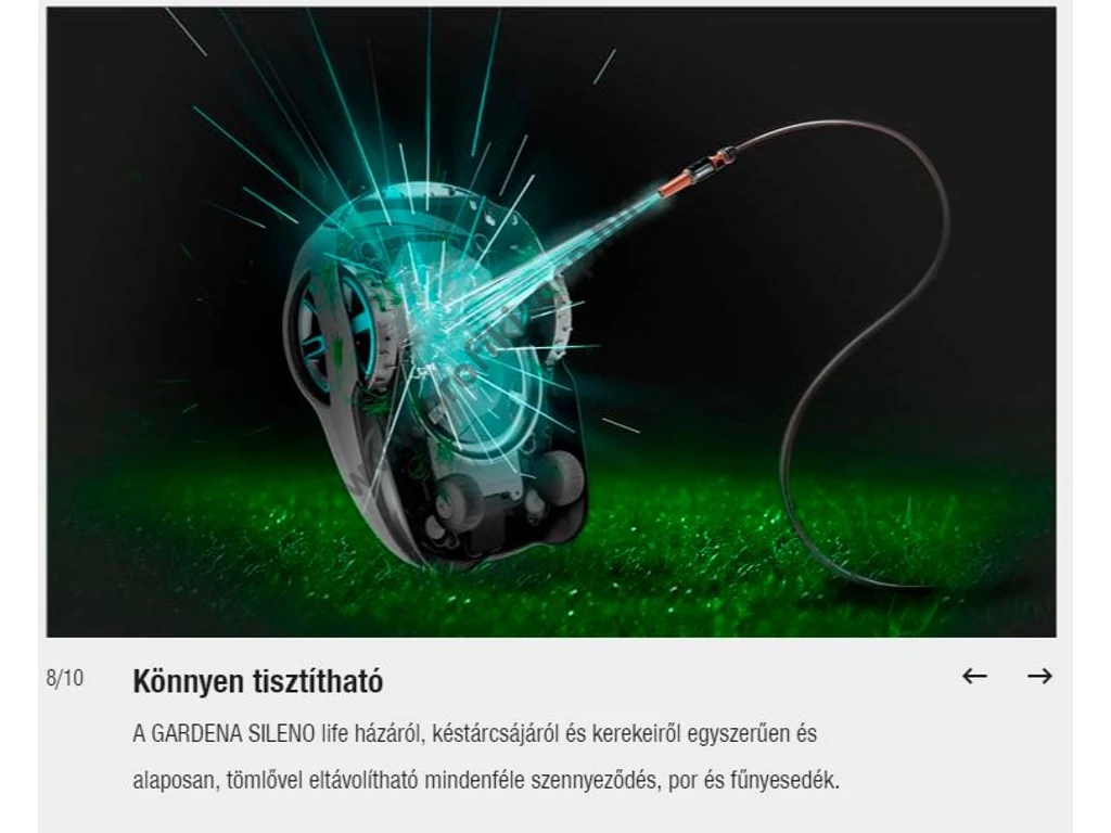 Gardena SILENO life 1500 robotfűnyíró, 18V, 2Ah, 1500m2, 250 méter telepítő huzal,  GARDENA Bluetooth® App