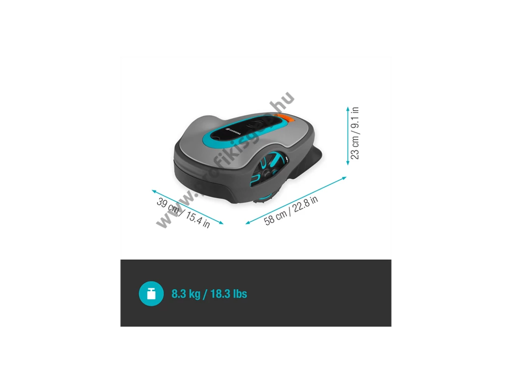Gardena SILENO life 1500 robotfűnyíró, 18V, 2Ah, 1500m2, 250 méter telepítő huzal,  GARDENA Bluetooth® App