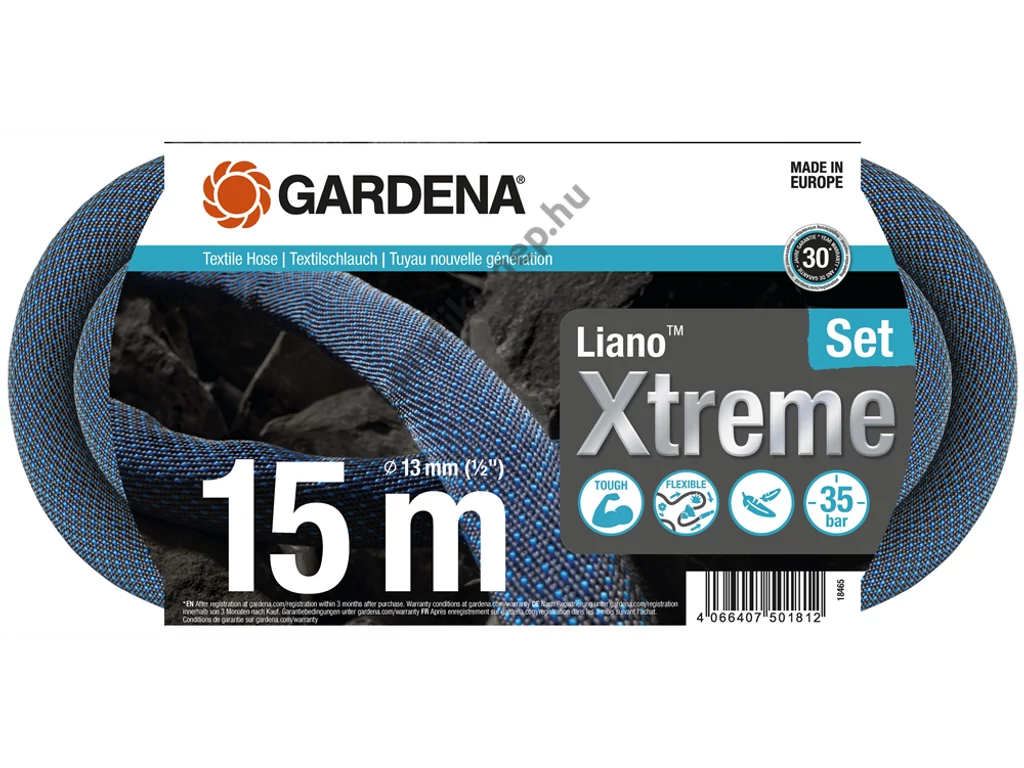 Gardena Liano™ Xtreme Textil locsolótömlő készlet (1/2'), 15 m