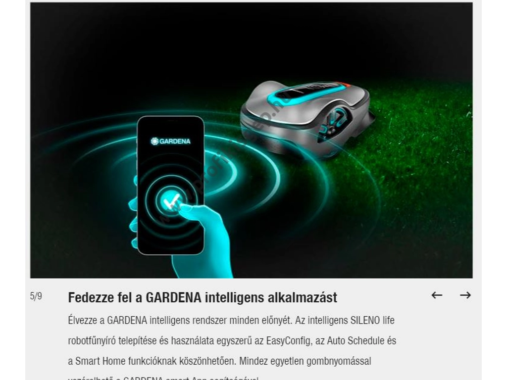 Gardena Smart SILENO life 1250 robotfűnyíró, 18V, 2Ah, 1250m2, 250 méter telepítő huzal, GARDENA smart system App 