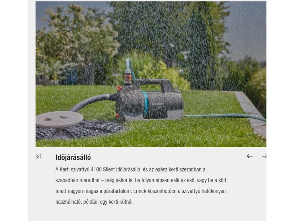 Gardena 4100 Silent elektromos felszíni vízszivattyú, 550W, 4100L, 3.6bar, szívókészlettel