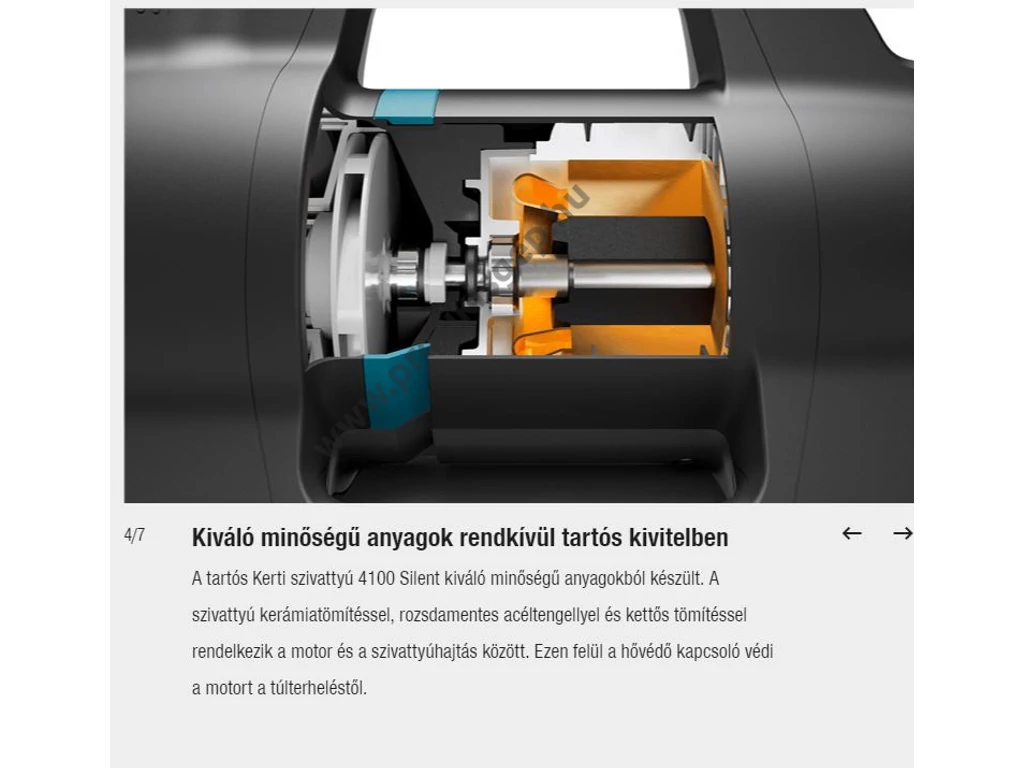 Gardena 4100 Silent elektromos felszíni vízszivattyú, 550W, 4100L, 3.6bar, szívókészlettel