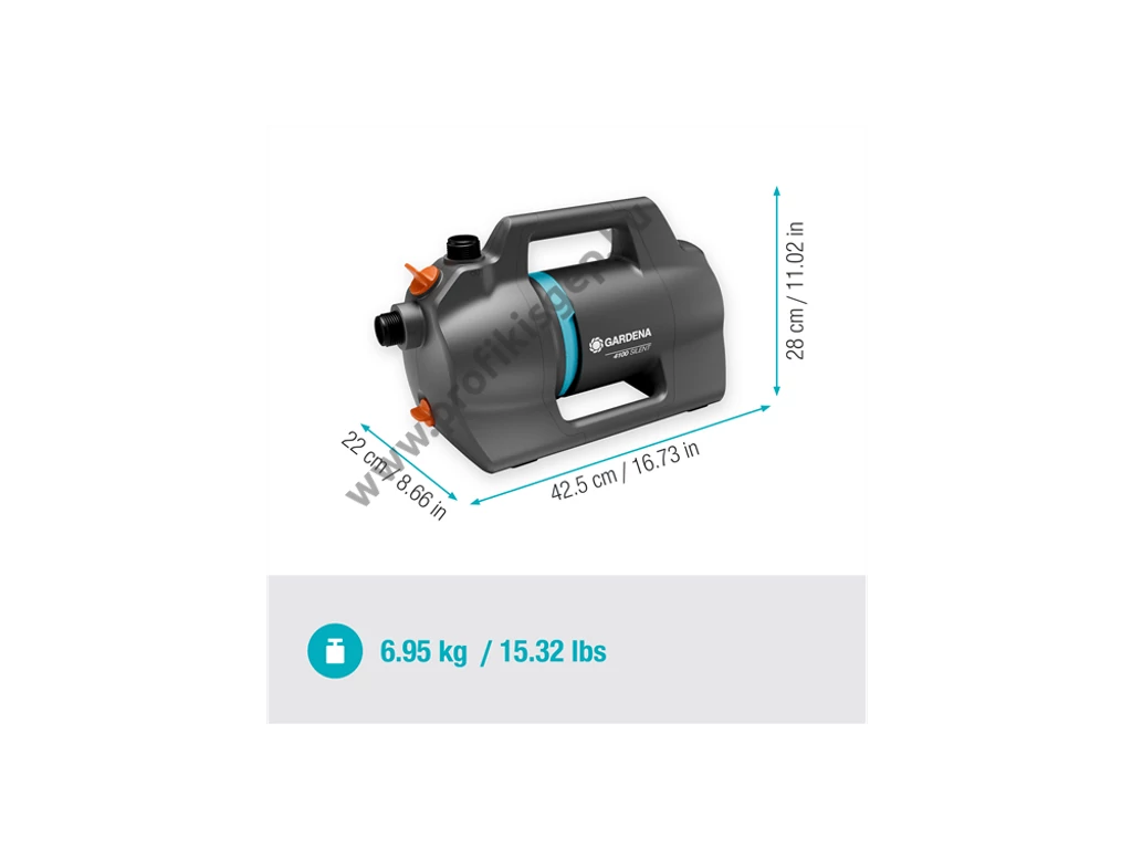 Gardena 4100 Silent elektromos felszíni vízszivattyú, 550W, 4100L, 3.6bar, szívókészlettel