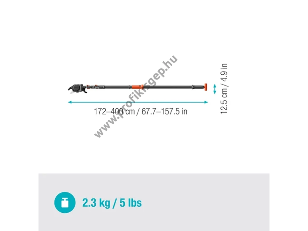 Gardena StarCut pro L teleszkópos magassági ágvágó olló, mellévágó, 175-400cm, 32mm ágátmérőig