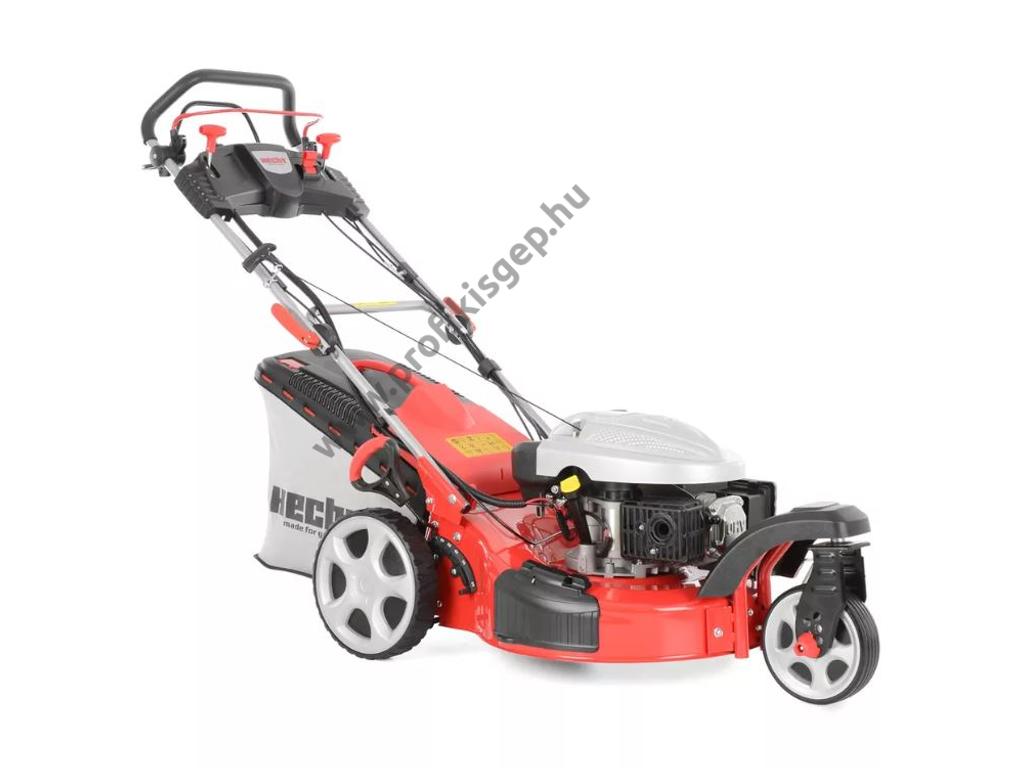 HECHT 5543 SXE 5IN1 Benzinmotoros önjáró fűgyűjtős fűnyíró, 51cm, OHV 173cm3, Önindító, állítható menetsebesség, oldalkidobó, mulcsbetét, csapágyazott kerék