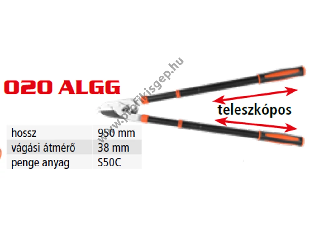 HECHT 020ALGG Ágvágó olló teleszkópos 63-95 cm-ig, 38mm ágátmérőig