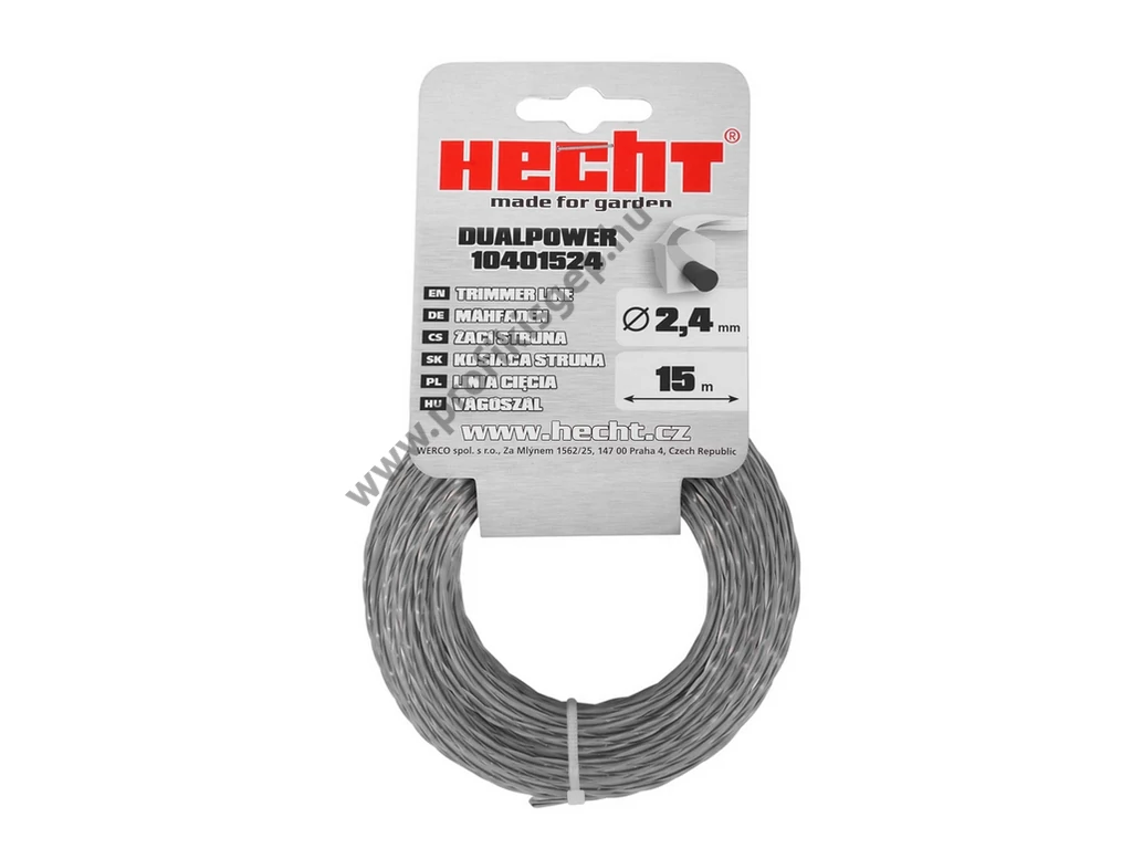 HECHT 10401524 bozótvágó damil, vágószál maggal, DUAL POWER, 2,4mmx15 méter, szögletes