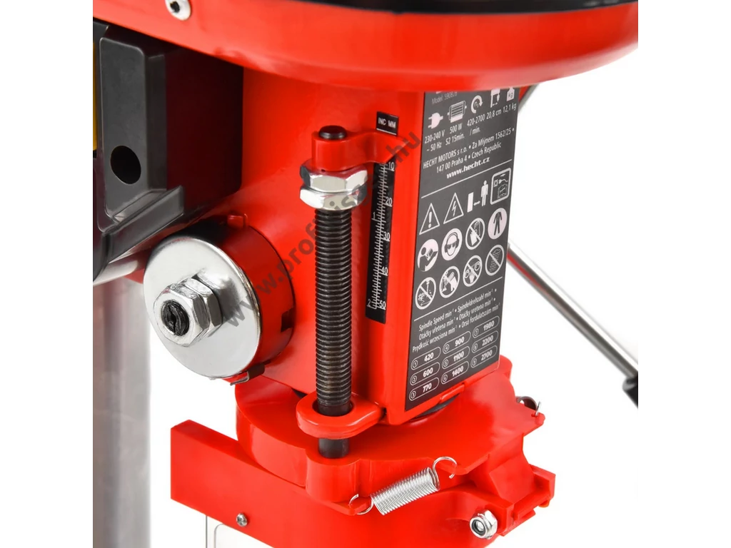 HECHT 1055 elektromos oszlopos fúró, 550W, 16mm fogaskoszorús tokmány, 9 sebesség fokozat