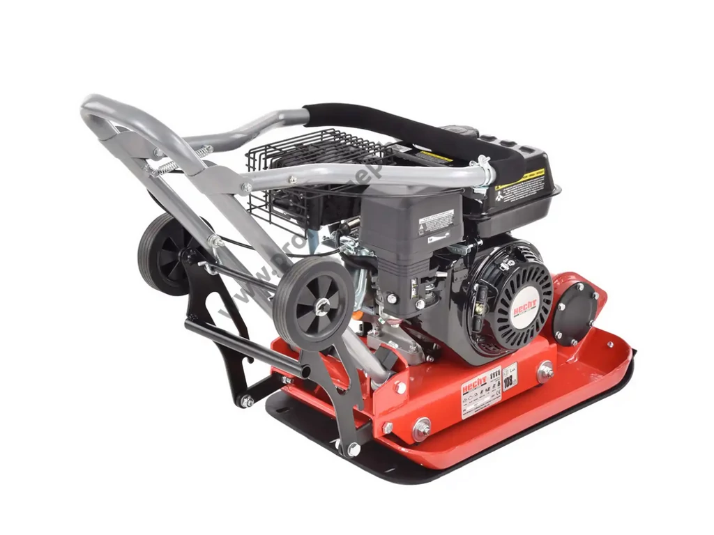 HECHT 1111 lapvibrátor, Motor: Loncin 196cm3, 11kN, 53x37cm, 63kg, szállítókerék, gumilap