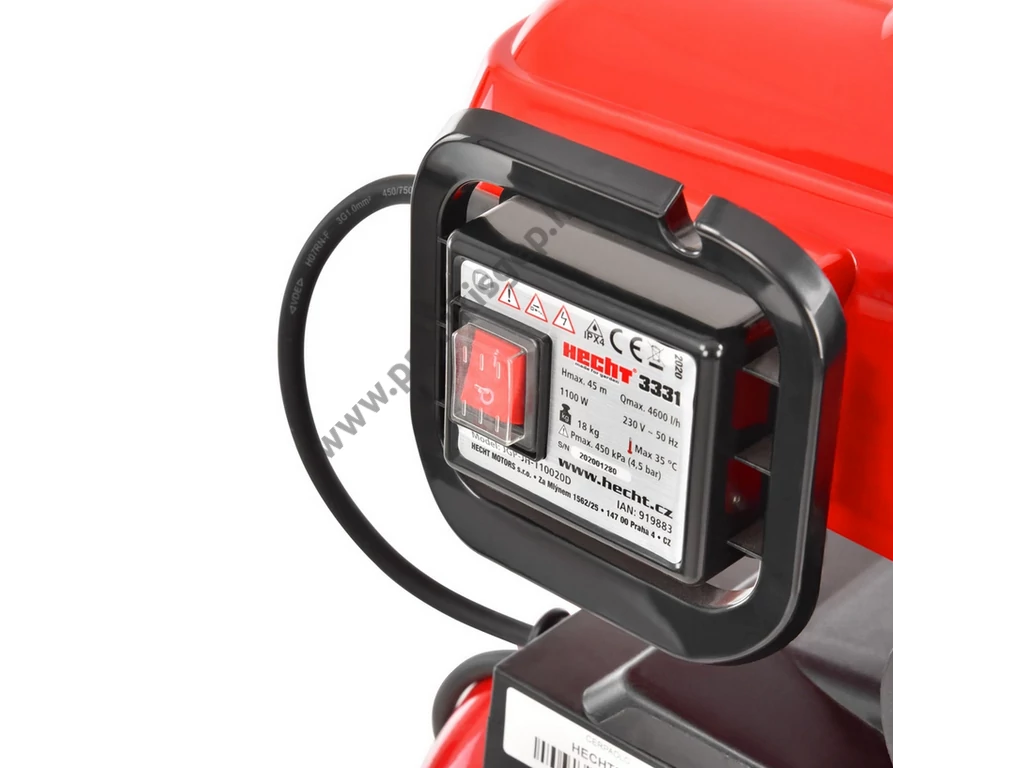 HECHT 3331 elektromos felszíni szivattyú, házi vízmű, 1100W, 4600l, 4.5 bar