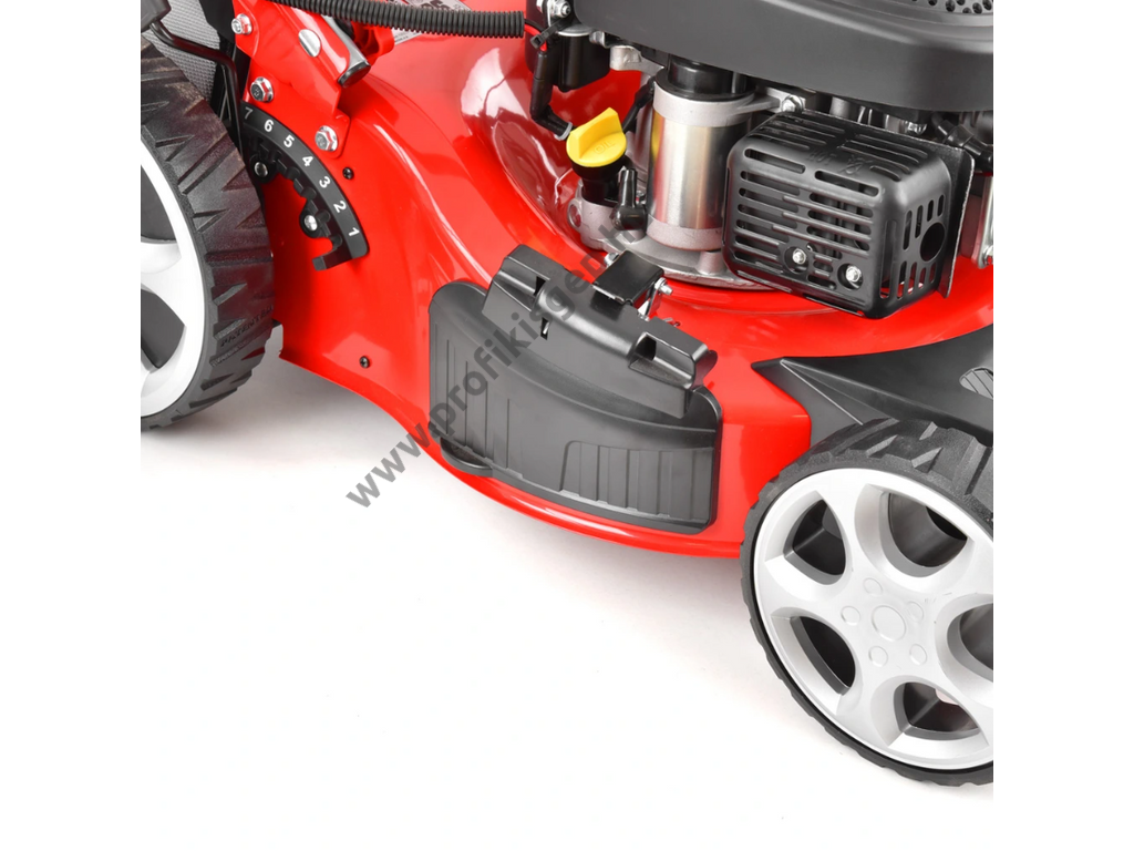 HECHT 543 SWE 5IN1 Benzinmotoros önjáró fűgyűjtős fűnyíró, 43cm, OHV 98cm3, Önindító, oldalkidobó, mulcsbetét, csapágyazott kerék
