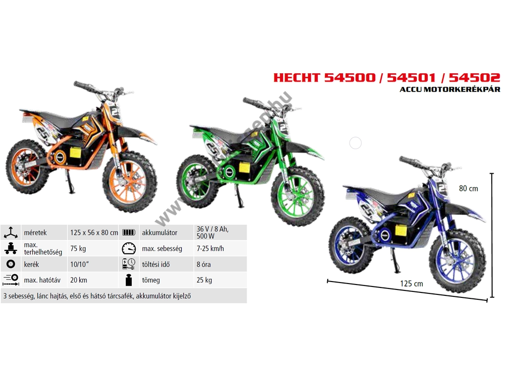 HECHT 54501 Akkumulátoros motorkerékpár 36V, 8Ah, Max: 75kg