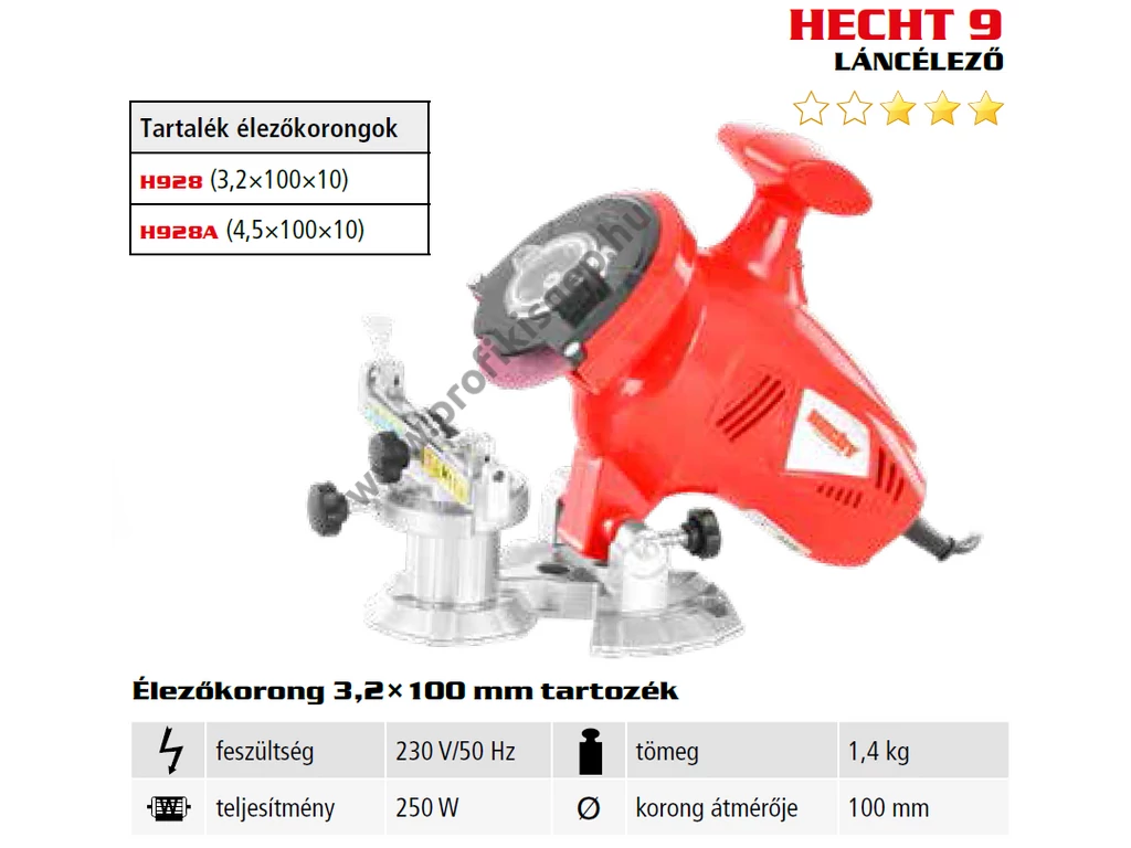 HECHT 9 elektromos láncélező, köszörű, 250W, 100mm korongátmérő