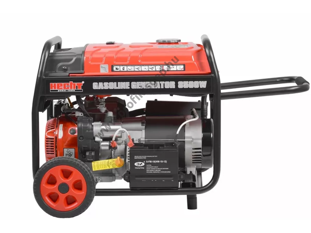 HECHT GG 10000 Háromfázisú áramfejlesztő, 400V, Max: 8500W, 10,8A, Motor: OHV, 459cm3, AVR feszültségszabályzó, önindító, szállítókerék
