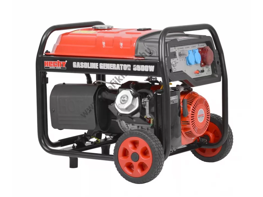 HECHT GG 10000 Háromfázisú áramfejlesztő, 400V, Max: 8500W, 10,8A, Motor: OHV, 459cm3, AVR feszültségszabályzó, önindító, szállítókerék