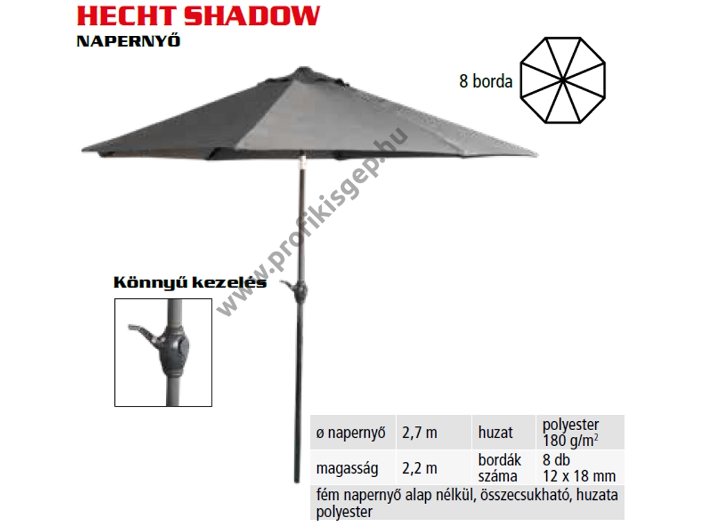 HECHT SHADOW napernyő, átmérő: 2,7 m, magasság: 2,2 m