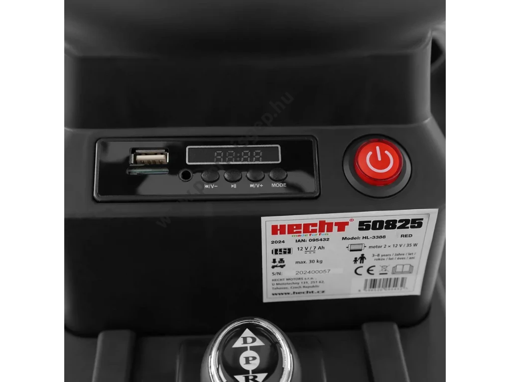 HECHT 50825 RED Akkumulátoros kisautó traktor gyerekeknek, 12V, 7Ah, 3-8 éves korig,