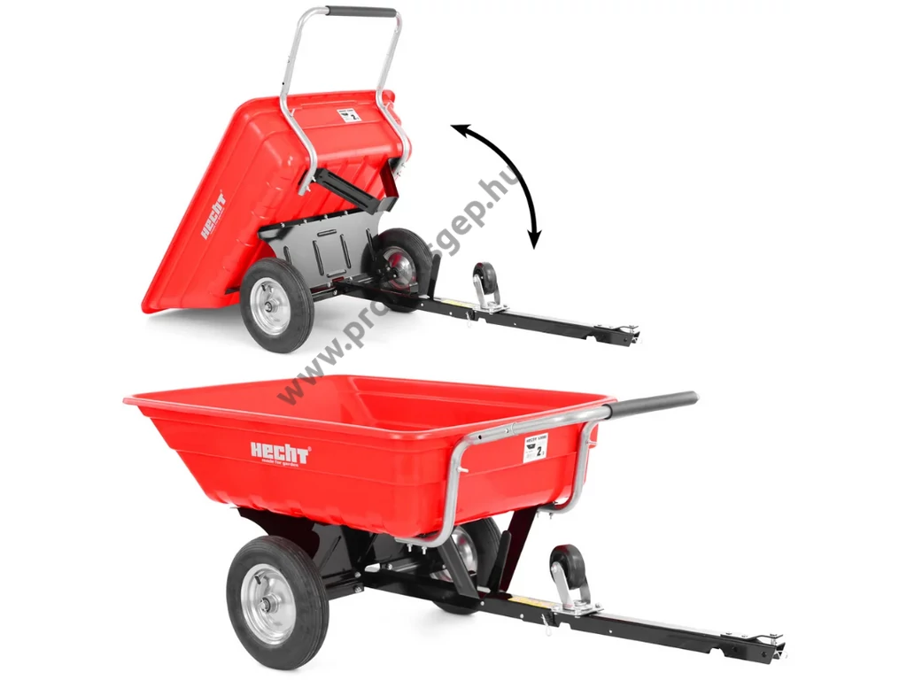 HECHT 53080 utánfutó, szállító kocsi fűnyíró traktorhoz, 200 liter, max: 300kg, vonószerkezet nélkül