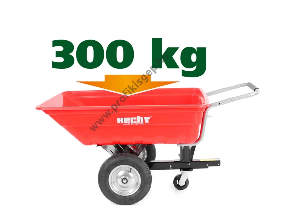 HECHT 53080 utánfutó, szállító kocsi fűnyíró traktorhoz, 200 liter, max: 300kg, vonószerkezet nélkül