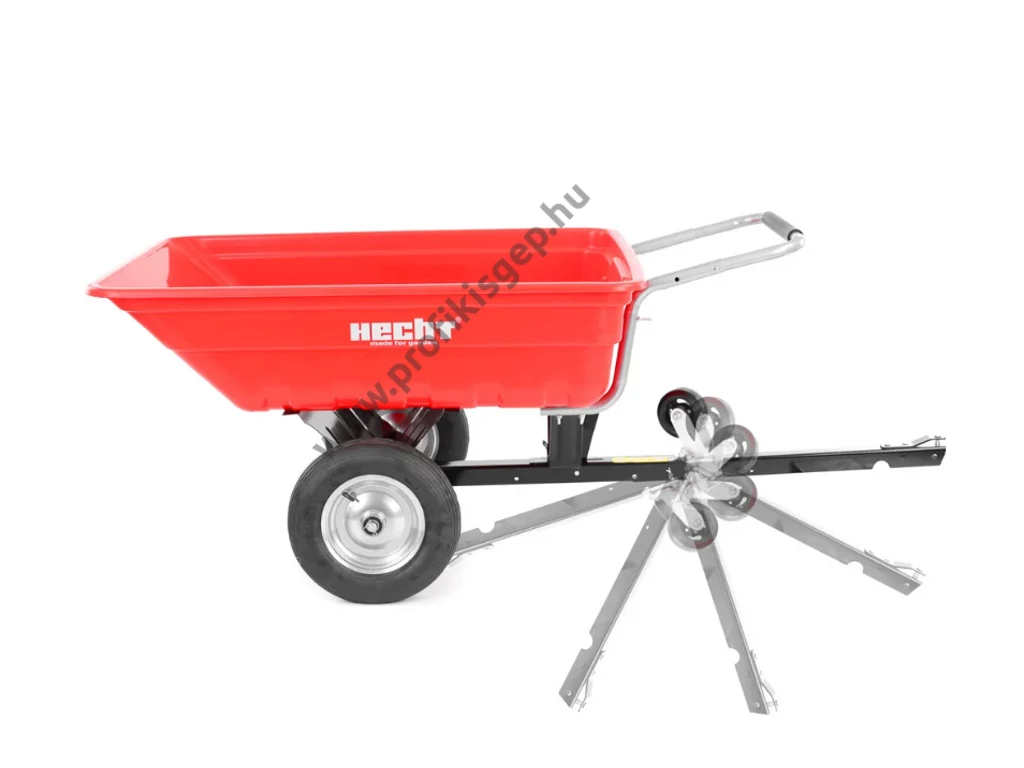 HECHT 53080 utánfutó, szállító kocsi fűnyíró traktorhoz, 200 liter, max: 300kg, vonószerkezet nélkül