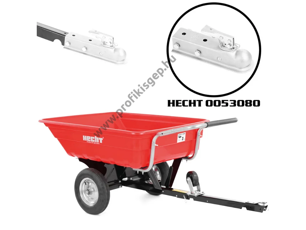 HECHT 53080 utánfutó, szállító kocsi fűnyíró traktorhoz, 200 liter, max: 300kg, vonószerkezet nélkül