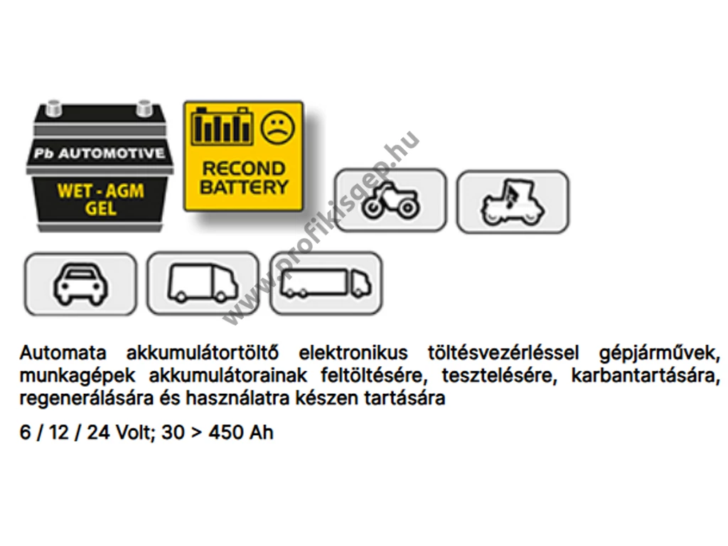DECA FL3713D Akkumulátortöltő, intelligens akkumulátortöltő (karbantartás, 6/12/24V, 37A, max. 450Ah)