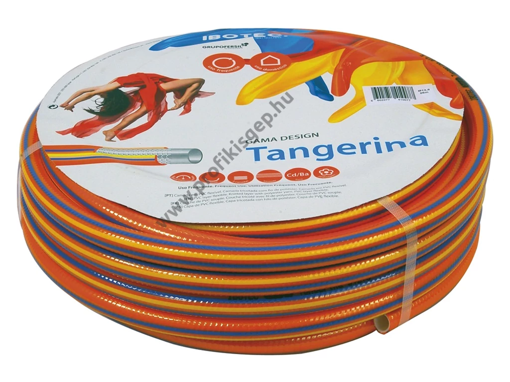 EXTOL locsolótömlő,1" 25 méter, csavarodásmentes, 3 rétegű; narancs-citrom-kék, 370g/m, Tangerina