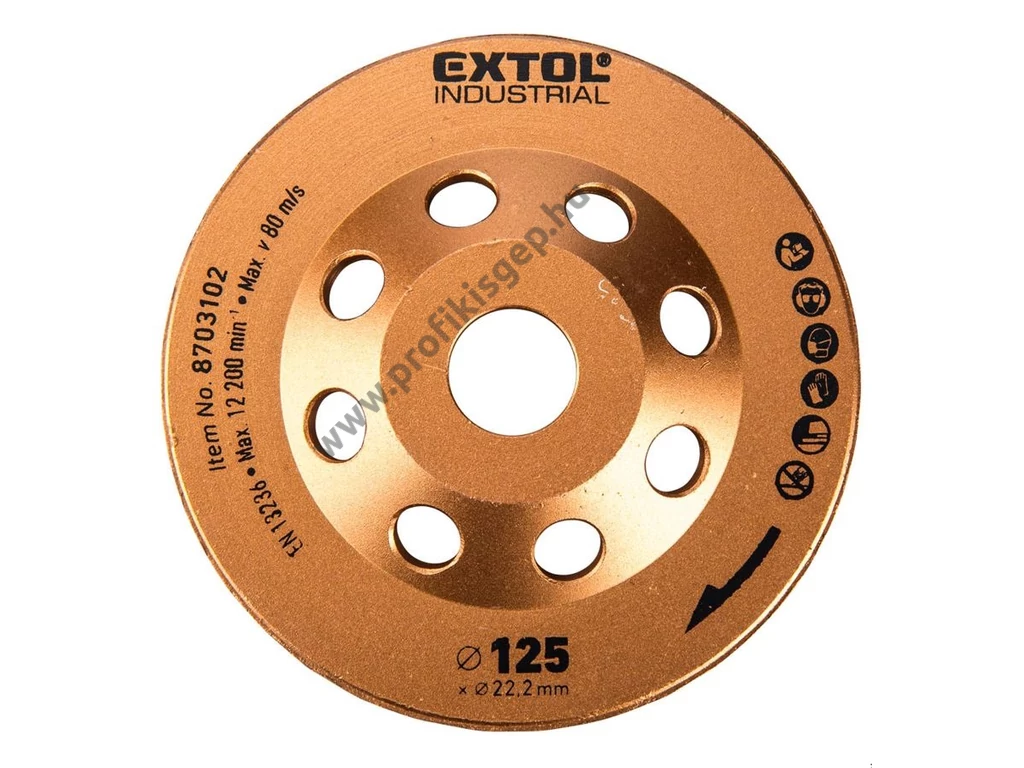 EXTOL industrial gyémántcsiszoló korong; 125mm×22,2mm, Turbo/lamellás jellegű
