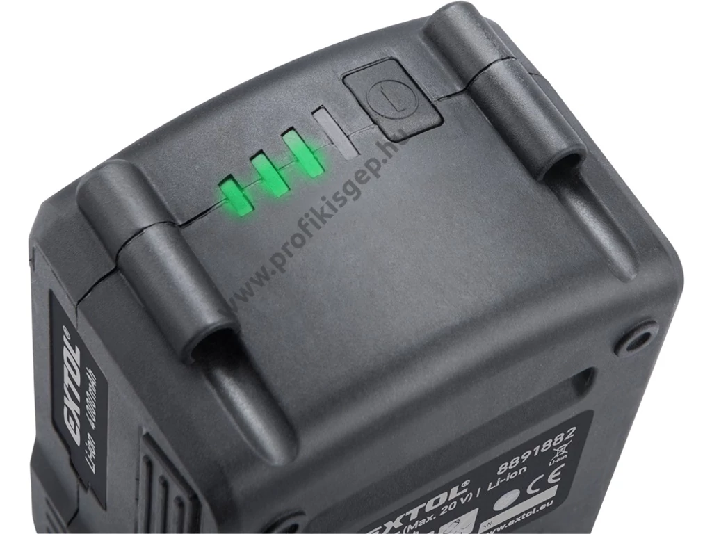 EXTOL premium akkumlátor 20V, 4.0 Ah, SHARE 20V tipusú gépekhez