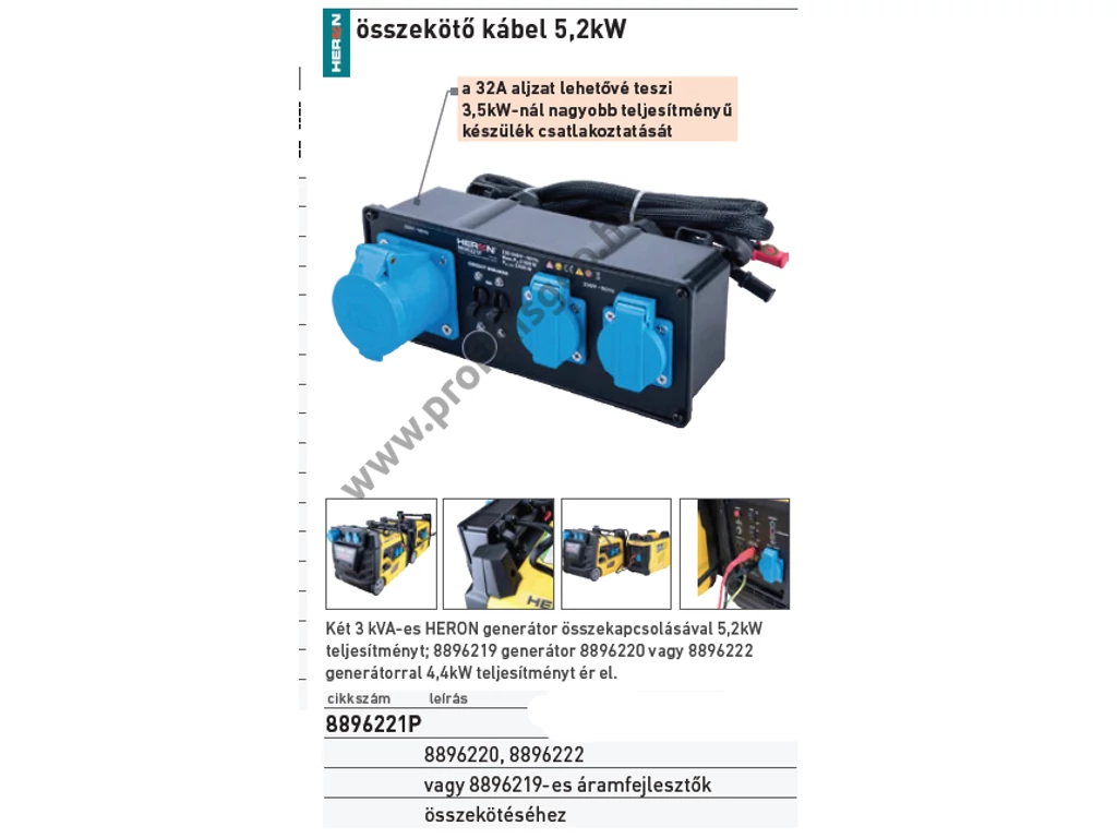 HERON összekötő kábel, 3,0 kW-os digitális generátorokhoz (8896221 és 8896219)